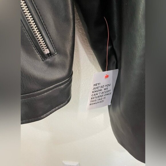 New ASOS Curve Faux Leather Biker Jacket Moto Chic Black Versatile - Picture 4 of 9